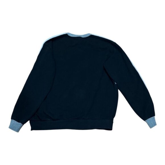 Adidas Sweatshirt Mens Large Crewneck Pullover Athletic Colorblock Black Gray - Picture 8 of 8